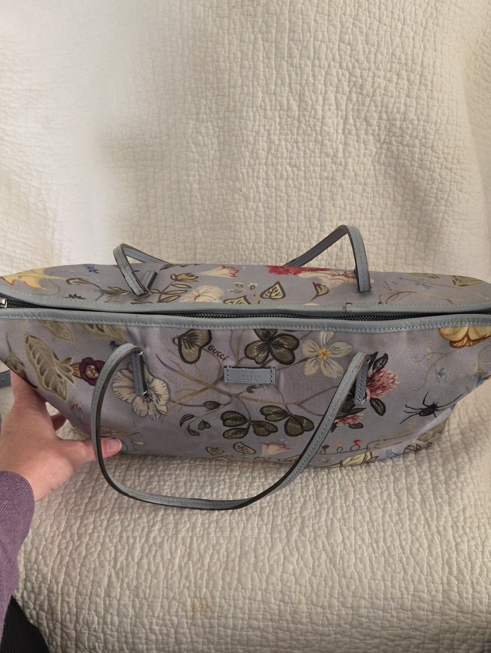 Gucci Flora Knight Canvas Light Blue Women's Two way - Picture 12 of 15